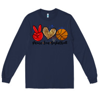 Navy peace love basketball Long Sleeve Tee - Zillion Design Studio