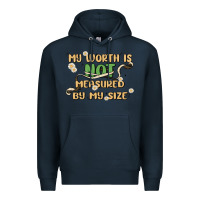 Navy my worth is not defined by my size Premium Hoodie - MaliasSmallBusiness