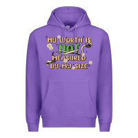 Purple my worth is not defined by my size Premium Hoodie - MaliasSmallBusiness