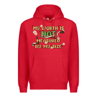 Red my worth is not defined by my size Premium Hoodie - MaliasSmallBusiness