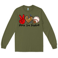 Army Green peace love baseball Long Sleeve Tee - Zillion Design Studio