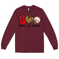 Burgundy peace love baseball Long Sleeve Tee - Zillion Design Studio