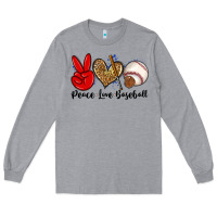 Heather Grey peace love baseball Long Sleeve Tee - Zillion Design Studio