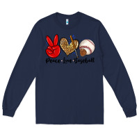 Navy peace love baseball Long Sleeve Tee - Zillion Design Studio