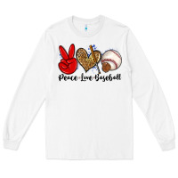 White peace love baseball Long Sleeve Tee - Zillion Design Studio