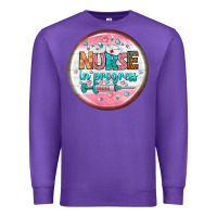 Purple nurse round earrings 2 Premium Sweatshirt - BundleAndBundleShop
