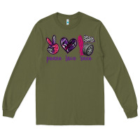 Army Green peace love race Long Sleeve Tee - texasbilliewilder