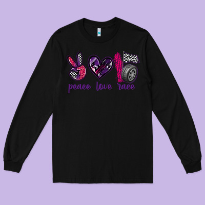 Peace Love Race Long Sleeve Tee Designed By Texasbilliewilder