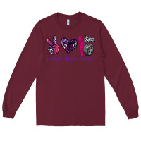 Burgundy peace love race Long Sleeve Tee - texasbilliewilder