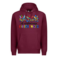 Burgundy 100 days of embracing differences Premium Hoodie - MaliasSmallBusiness