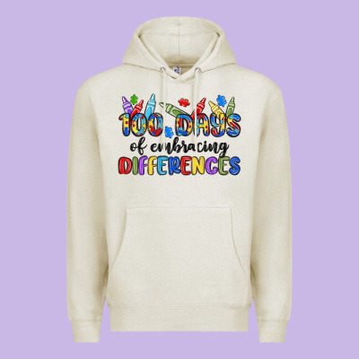 100 Days Of Embracing Differences Premium Hoodie Designed By Maliassmallbusiness