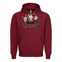 Burgundy merry christmas Zipper Hoodie - CowhideDigitalArt