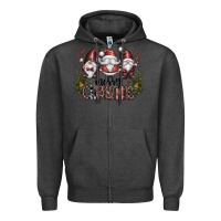 Charcoal Heather merry christmas Zipper Hoodie - CowhideDigitalArt