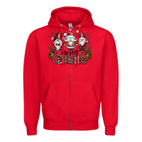 Red merry christmas Zipper Hoodie - CowhideDigitalArt