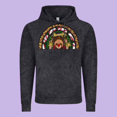 Reindeer Rainbow Christmas Vintage Hoodie Designed By Adodesignshop