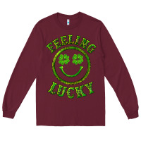 Burgundy feeling lucky with leopard Long Sleeve Tee - RanaPortraitStore