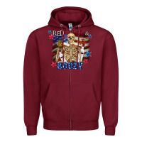 Burgundy Red white boozy 4th of july Zipper Hoodie - CowGirlArtShop