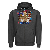 Charcoal Heather Red white boozy 4th of july Zipper Hoodie - CowGirlArtShop