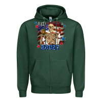 Sports Green Red white boozy 4th of july Zipper Hoodie - CowGirlArtShop