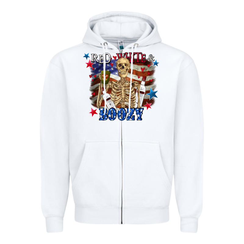 Red White Boozy 4th Of July Zipper Hoodie by CowGirlArtShop | Teevron