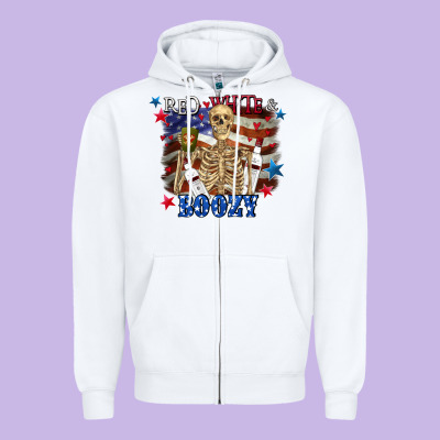 Red White Boozy 4th Of July Zipper Hoodie Designed By Cowgirlartshop