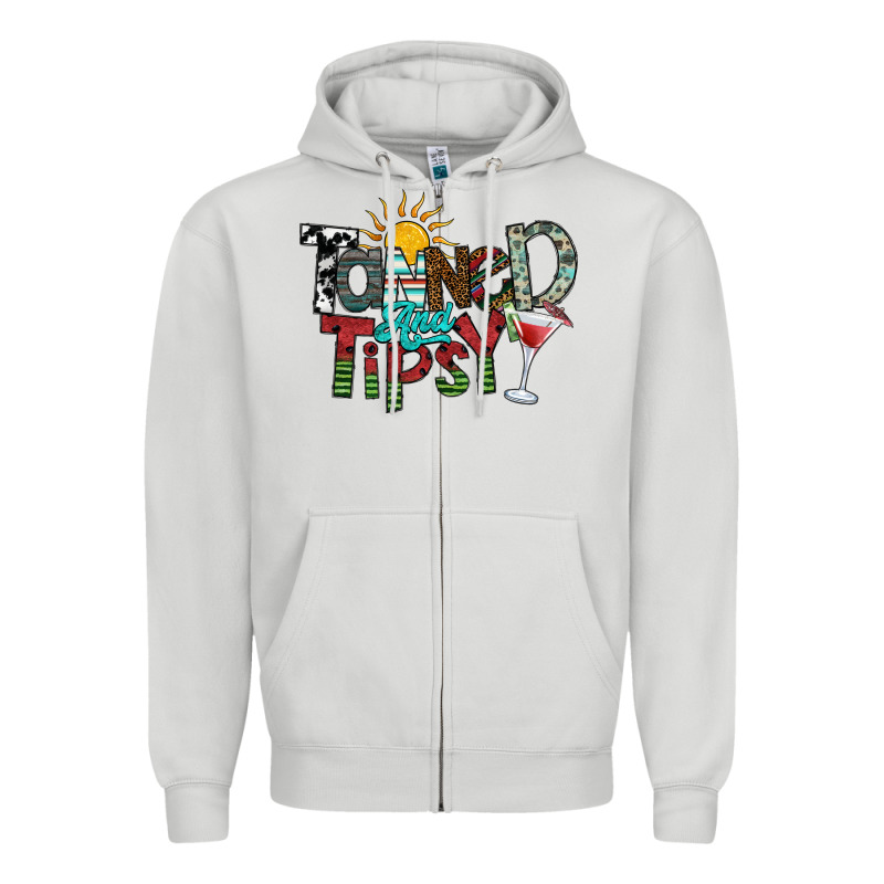 Tanned And Tipsy Zipper Hoodie by SublimationCraftShop | Teevron