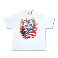White cat6 Urban Heavy Tee - Unal Design