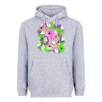 Heather Grey ghost halloween patch Heavyweight Hoodie - BundleAndBundleShop