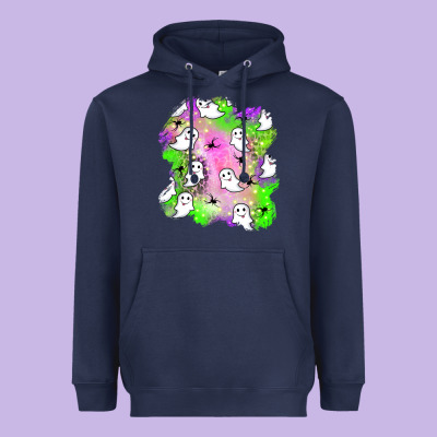 Ghost Halloween Patch Heavyweight Hoodie Designed By Bundleandbundleshop