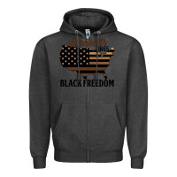 Charcoal Heather juneteenth 1865 black freedom Zipper Hoodie - HRA Design Shop