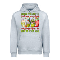 Heather Grey christmas characters coffee cups Urban Hoodie - MaliasSmallBusiness
