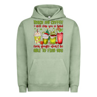 Pigment Oil Green christmas characters coffee cups Urban Hoodie - MaliasSmallBusiness