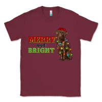 Burgundy merry and bright labrador Classic Tee - RanaPortraitStore
