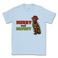Dusty Blue merry and bright labrador Classic Tee - RanaPortraitStore