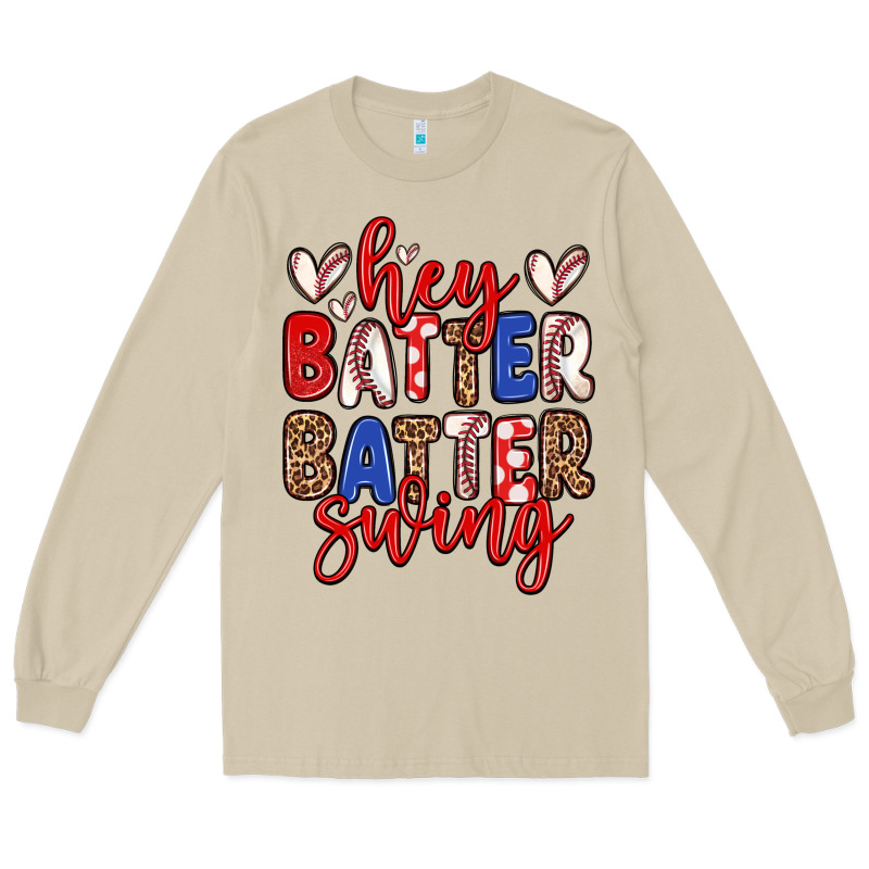 Hey Batter Batter Swing Long Sleeve Tee by Zillion Design Studio | Teevron