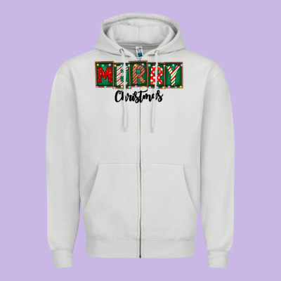 Merry Christmas Zipper Hoodie Designed By Cowhidedigitalart