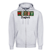 Heather Grey Merry Christmas Zipper Hoodie - CowhideDigitalArt