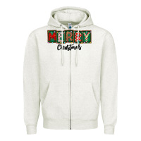 Oatmeal Heather Merry Christmas Zipper Hoodie - CowhideDigitalArt