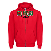 Red Merry Christmas Zipper Hoodie - CowhideDigitalArt