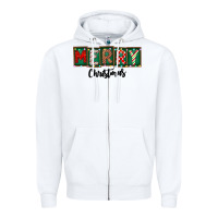 White Merry Christmas Zipper Hoodie - CowhideDigitalArt