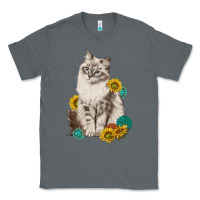 Charcoal Heather siberian cat sunflower and gemstone Classic Tee - texasbilliewilder