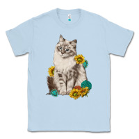Dusty Blue siberian cat sunflower and gemstone Classic Tee - texasbilliewilder