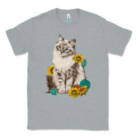 Heather Grey siberian cat sunflower and gemstone Classic Tee - texasbilliewilder