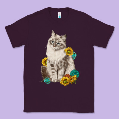 Siberian Cat Sunflower And Gemstone Classic Tee Designed By Texasbilliewilder