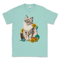 Seafoam siberian cat sunflower and gemstone Classic Tee - texasbilliewilder