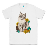 White siberian cat sunflower and gemstone Classic Tee - texasbilliewilder