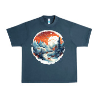 Midnight Navy deer snow house design Urban Heavy Tee - Unal Design