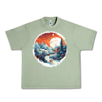 Oil Green deer snow house design Urban Heavy Tee - Unal Design
