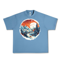 Pebble Blue deer snow house design Urban Heavy Tee - Unal Design