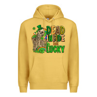 Antique Gold dead inside but lucky  with skeleton Premium Hoodie - AdoDesignShop
